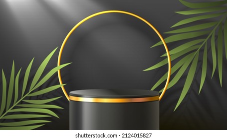 Stage podium with lighting, Stage Podium Scene with for Award, Decor element background. Vector illustration