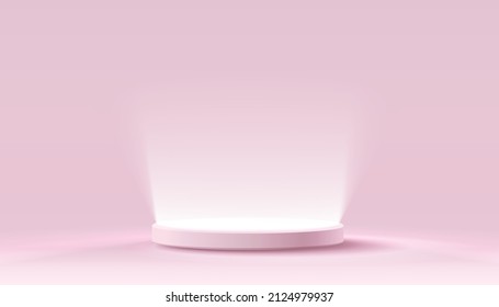 Stage podium with lighting, Stage Podium Scene with for Award, Decor element background. Vector illustration