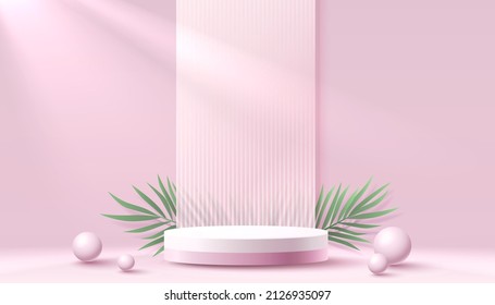 Stage podium with lighting, Stage Podium Scene with for Award, Decor element background. Vector illustration