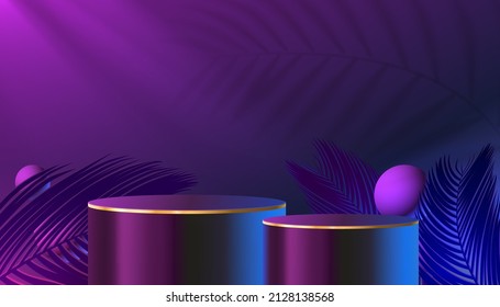 Stage podium with lighting, Stage Podium Scene with for Award, Decor element background. Vector illustration