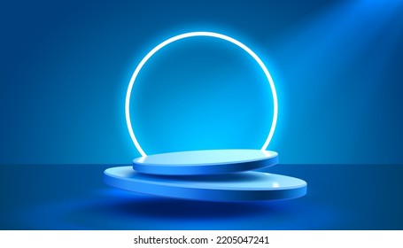 Stage podium with lighting, Stage Podium Scene with for Award, Decor element background. Vector illustration