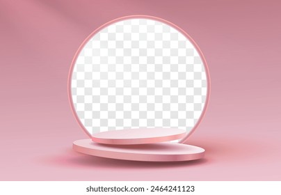 Stage podium with lighting, Stage Podium Scene with for Award, Decor element transparent background. Vector illustration