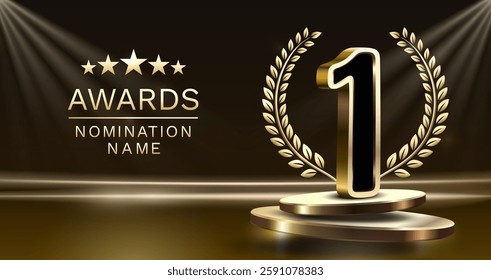 Stage podium with lighting, Stage Podium Scene with for Award Ceremony on red Background, Vector illustration