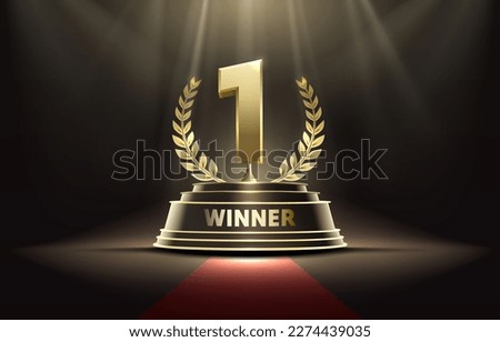 Stage podium with lighting, Stage Podium Scene with for Award Ceremony on red Background, Vector illustration