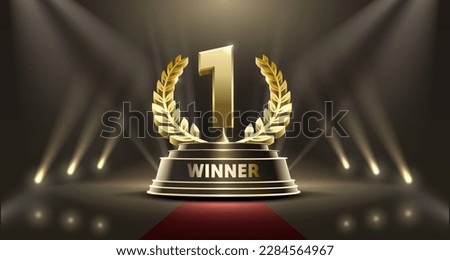 Stage podium with lighting, Stage Podium Scene with for Award Ceremony on red Background, Vector illustration