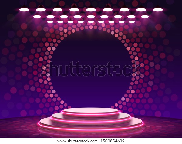 Stage Podium Lighting Stage Podium Scene Stock Vector (Royalty Free ...