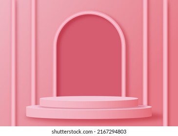 stage podium on pink background vector illustration. 