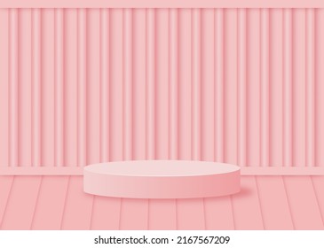 stage podium on pink background vector illustration. 