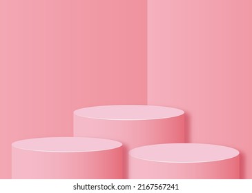 stage podium on pink background vector illustration. 