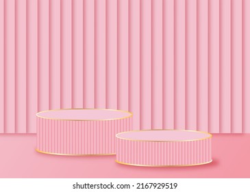 podio escénico sobre la ilustración del vector de fondo rosa. 