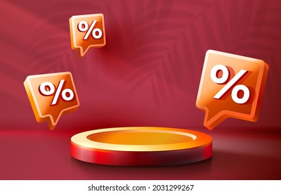 Stage podium percent, Stage Podium Scene with for Award, Decor element background. Vector illustration