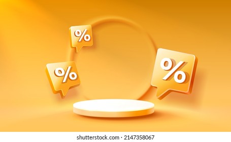 Stage podium percent, Stage Podium Scene with for Award, Decor element background. Vector illustration