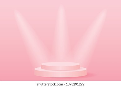 ilustración vectorial de la luz de foco rosa del podio estadio. 