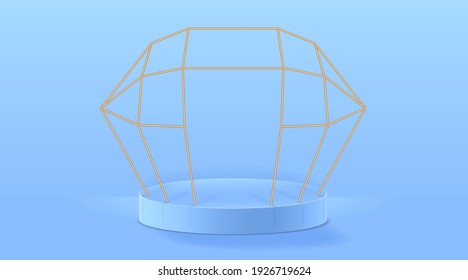 Stage or podium for product presentation or showcase on Cyan background. Vector Illustration.