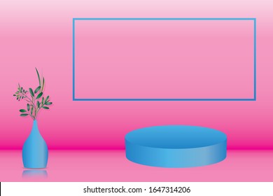 Estadio podio o racks para un fondo mínimo. Estante de podio rectangular y redondo vectorial para la representación 3D en estudio. Vector.