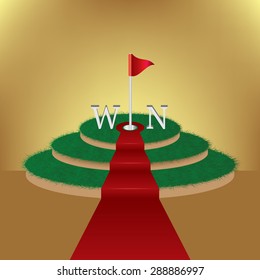 Stage podium with red carpet for win vector illustration