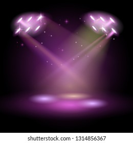 Stage Podium Scene with for Award Ceremony on purple Background