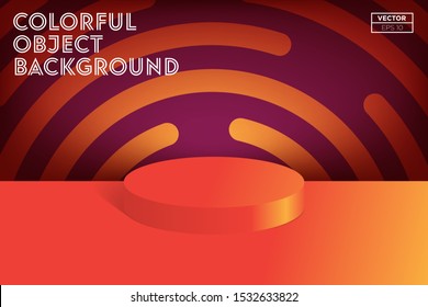 Stage podium scene with for award ceremony on orange background, Vector illustration EPS