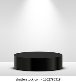 Stage Podium Scene for Award Ceremony illuminated with spotlight. Award ceremony concept. Stage backdrop. Vector illustration