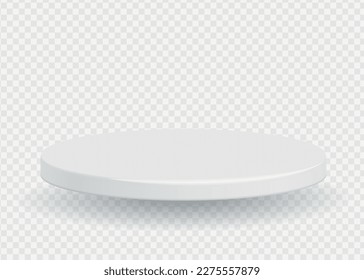 Stage podium with shadow isolated on transparent background. Pedestal realistic 3d vector mock up. Podium scene for award ceremony and product presentation.