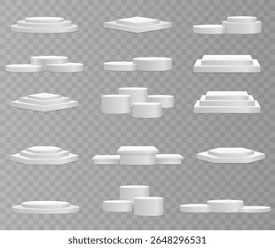 Podiumvector. Heldere cilindrische standaard met lege basis en verlichte achtergrond. Abstract concept voor productvertoning, wedstrijdvertoning of minimalistische scène met ronde geometrische fundering.