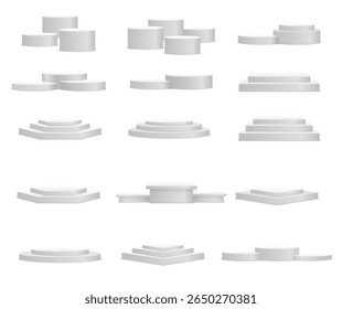 Podiumvector. Heldere cilindrische standaard met lege basis en verlichte achtergrond. Abstract concept voor productvertoning, wedstrijdvertoning of minimalistische scène met ronde geometrische fundering.