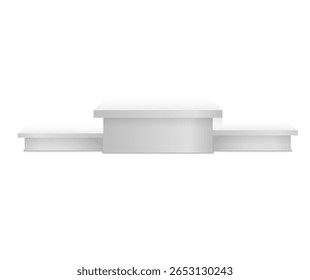 Vetor de pódio de estágio. Suporte cilíndrico brilhante com base vazia e fundo iluminado. Conceito abstrato para exibição de produtos, exibição de competição ou cena minimalista com base geométrica redonda.