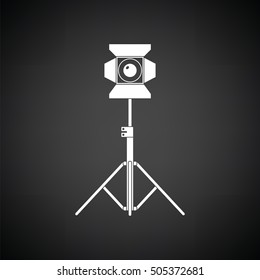 Stage projector icon. Black background with white. Vector illustration.