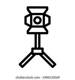 Stage Projector Icon. Editable Bold Outline Design. Vector Illustration.