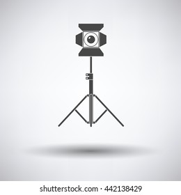 Stage projector icon on gray background, round shadow. Vector illustration.