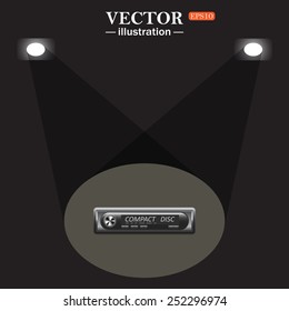 stage, projector on black background.  Modern Car Audio , vector illustration, EPS 10