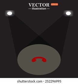 stage, projector on black background.  challenge, to end the call. Vector illustration, EPS 10