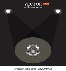 stage, projector on black background.  unlock settings , vector illustration, EPS 10