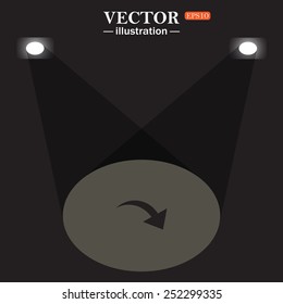 stage, projector on black background. arrow indicates the direction, vector illustration, EPS 10