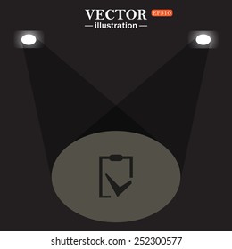 stage, projector on black background. tablet with paper, vector illustration, EPS 10