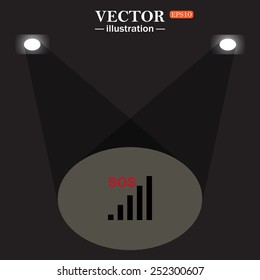 stage, projector on black background. no signal, poor signal strength, signal strength indicator, vector illustration, EPS 10