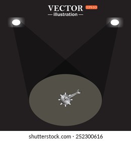 stage, projector on black background.  Cog Settings , vector illustration, EPS 10