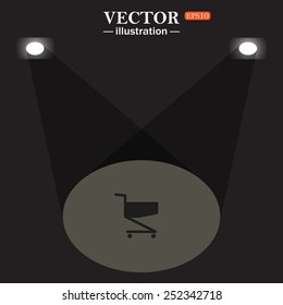 stage, projector on black background.  Shopping basket , vector illustration, EPS 10