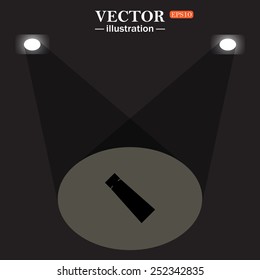 stage, projector on black background.  tube for cream or another cosmetic remedy , vector illustration, EPS 10