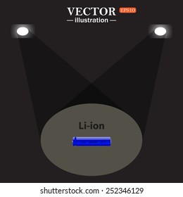 stage, projector on black background.  li-ion battery , vector illustration, EPS 10