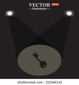 stage, projector on black background.  key, vector illustration, EPS 10