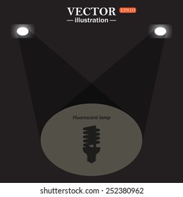 stage, projector on black background.  fluorescent lamp, vector illustration, EPS 10