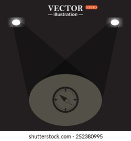 stage, projector on black background.  Compass , vector illustration, EPS 10