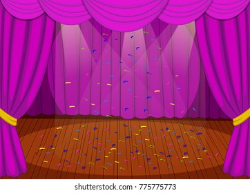 Stage with purple curtains