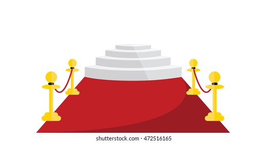 a stage with a red carpet illustration isolated in a white background