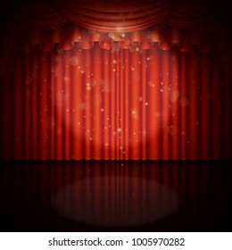 Stage with red curtain.  EPS 10 vector