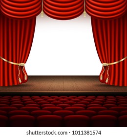 Stage with red curtain. And also includes EPS 10 vector