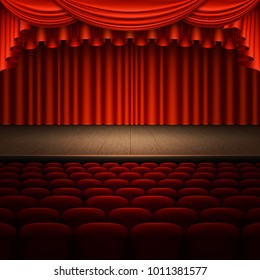 Stage with red curtain. And also includes EPS 10 vector