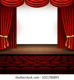 Stage with red curtain. And also includes EPS 10 vector