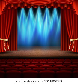 Stage with red curtain. And also includes EPS 10 vector